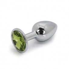 Gümüş Metal Açık Yeşil Taşlı 8,5 Cm Lüks Anal Plug Ve Tıkaç