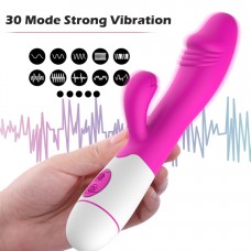Yumuşak Esnek Silikon Dokuda 30 Farklı Güçlü Titreşimli Çift Motorlu Klitoris Uyarıcılı Pembe Orgazm Teknoloji Vibratör